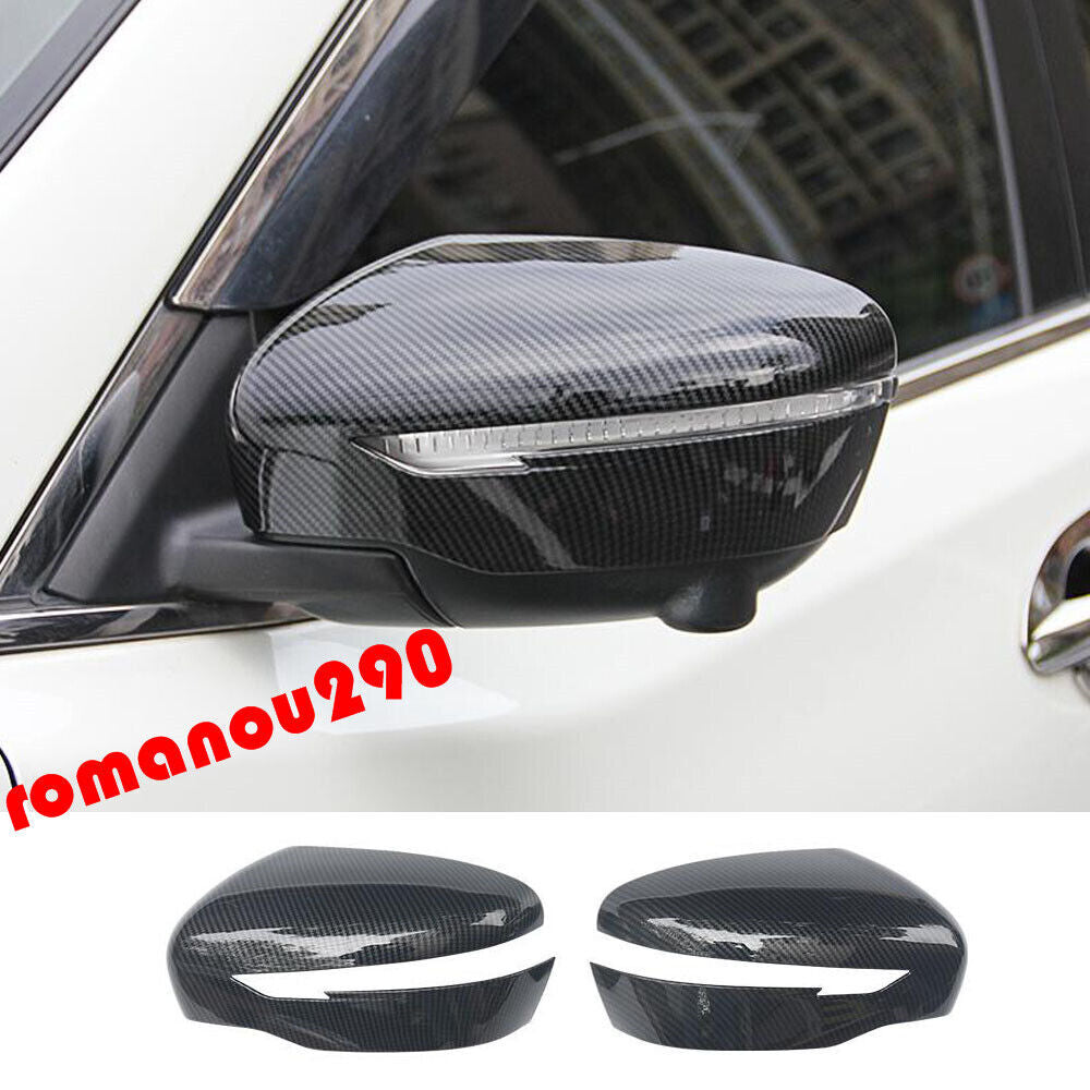 for Nissan Rogue Sport 2017-2020 Carbon Fiber ABS RearView Mirror Cover Trim Cap
