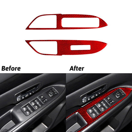 2Pcs Red Carbon Fiber Rearview Mirror Cover Trim Strip For 86 for Subaru BRZ v