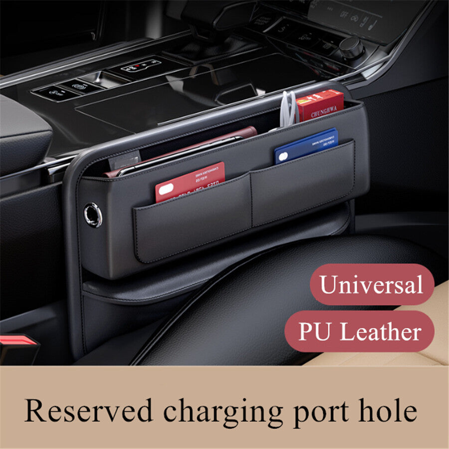 PU Leather for Seat Crevice Storage Box Gap Pocket Phone Organizer Car Accessories