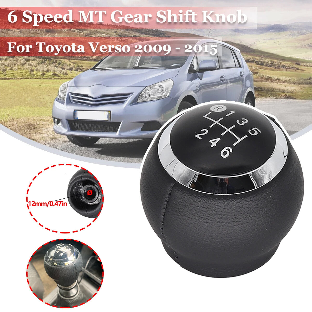 for Toyota Verso R2 C-HR X1 6 Speed Gear Shift Knob GearStick Lever Shifter M12