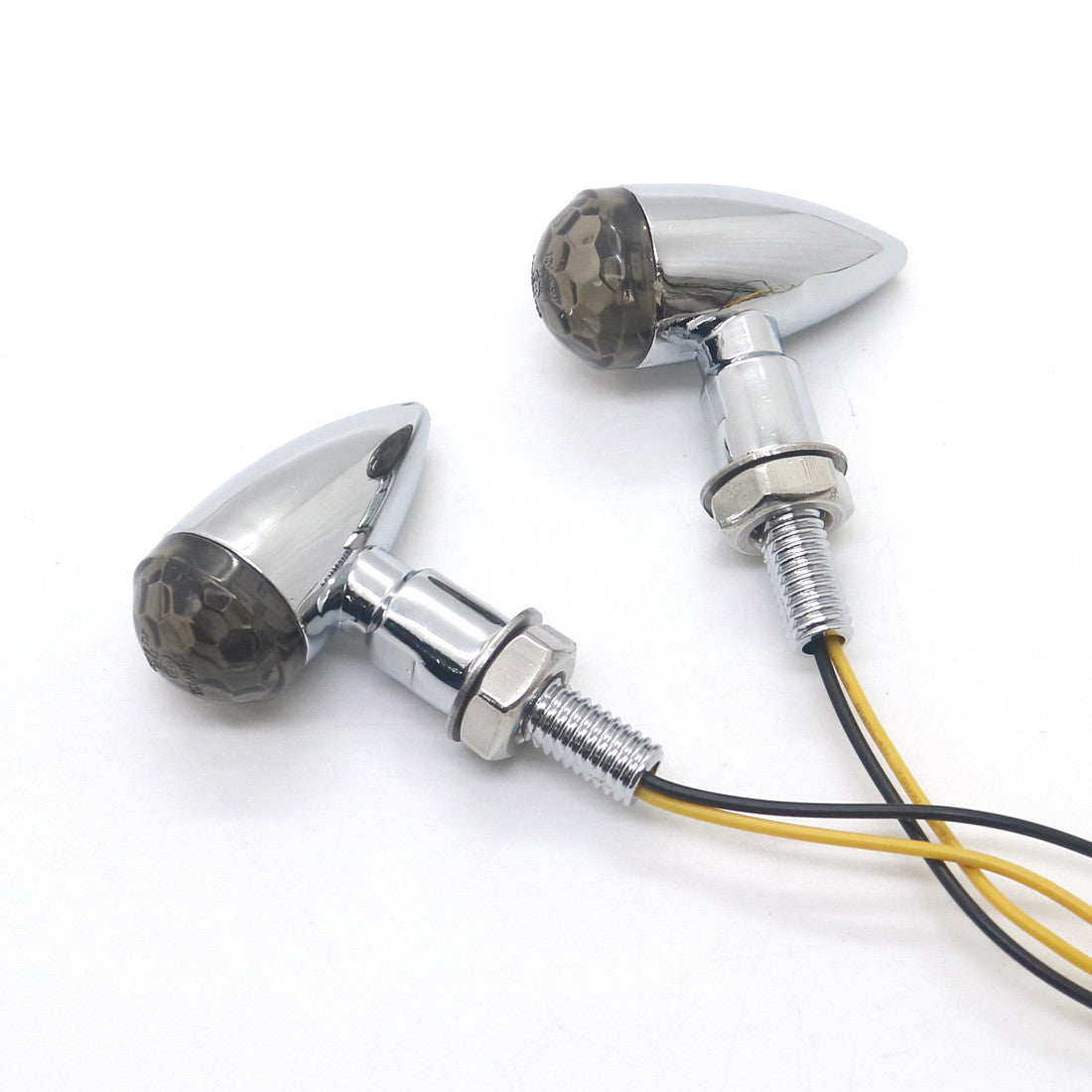 Chrome Metal LED for Mini Bullet Smoke Spherical Lens Turn Signal Indicators Light Q