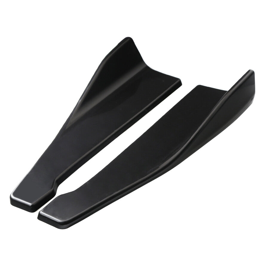 Pair Car Bumper Spoiler Rear Lips Body Side Skirt Extension Glossy Black US Ship Q