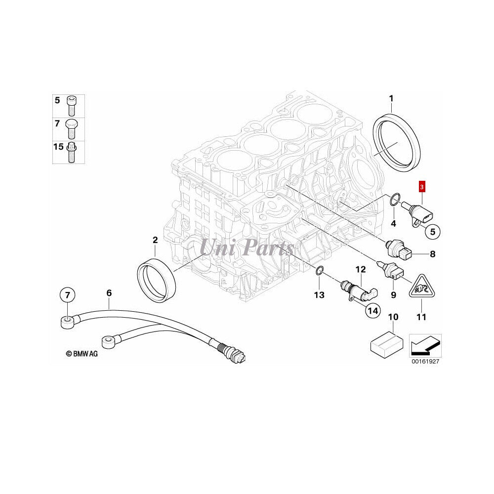 Equipment Manufacturer (INA) Crankshaft Position Sensor for BMW 550i, 750i, 760i, 760Li, and X5. 13627548994