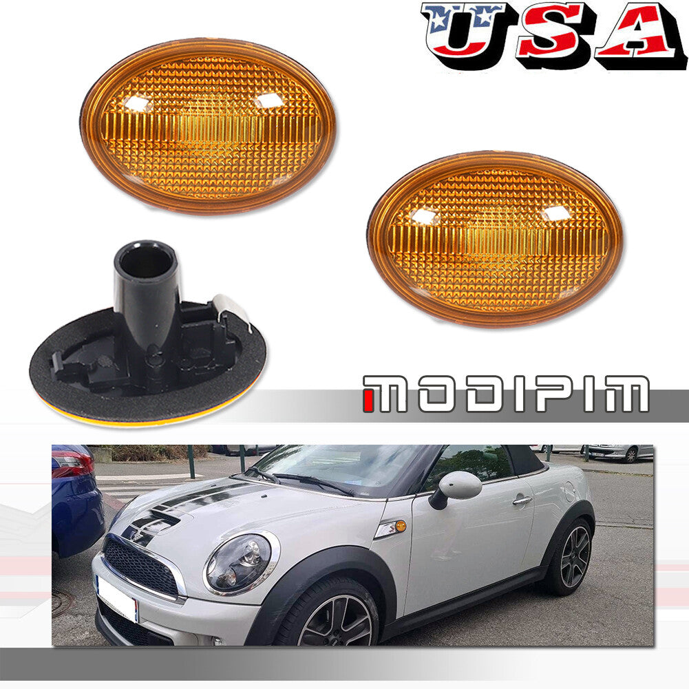 Suitable for 07-15 for Mini Cooper R55 R56 R57 R58 R59 yellow amber lens side marker light 2X- v