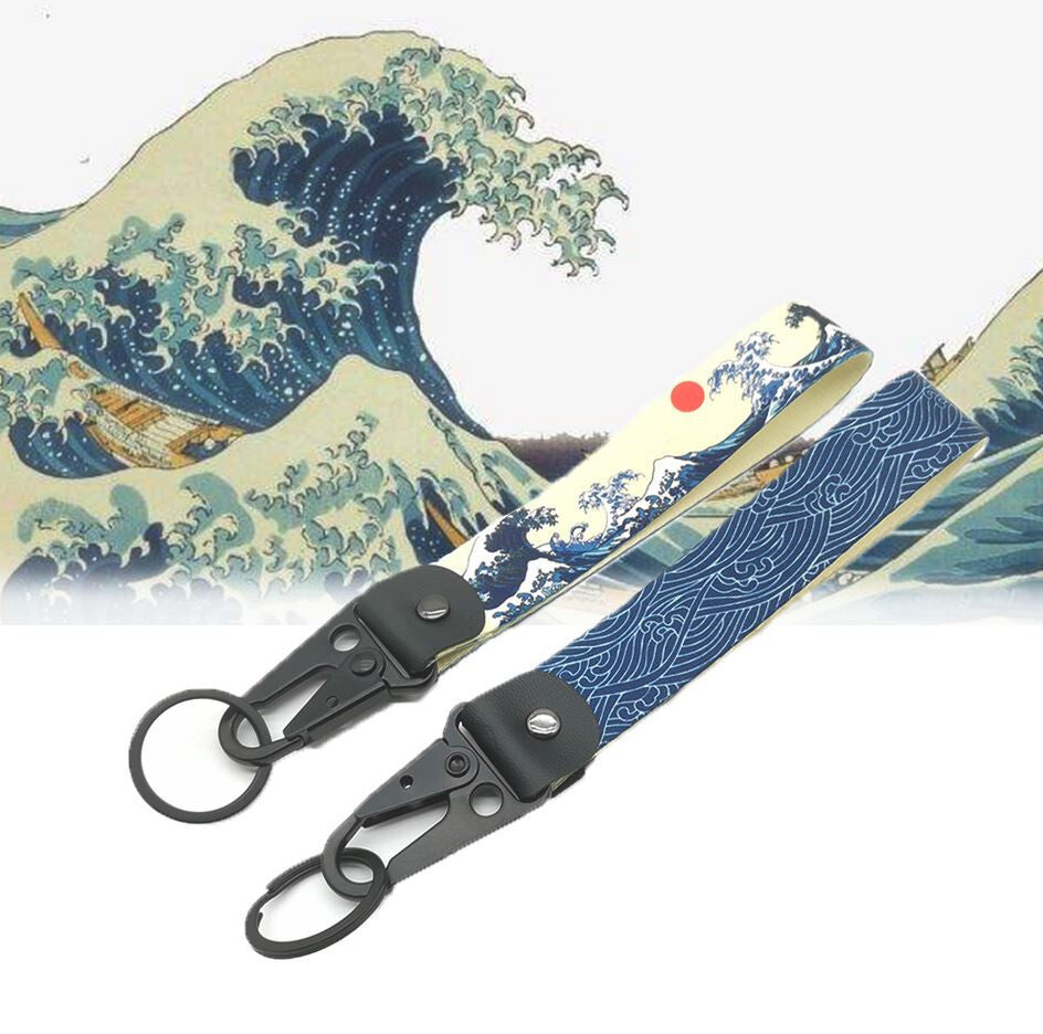1 Car Keychain/Key Ring with Lanyard, Car Accessories, Wave Blue, Suitable for Mazda