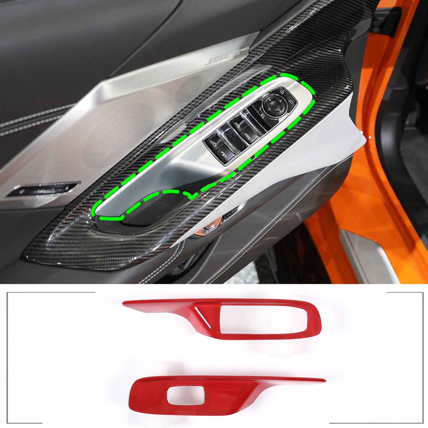 Carbon fiber A-pillar ventilation frame cover decoration for Corvette C8 2020-2024- v