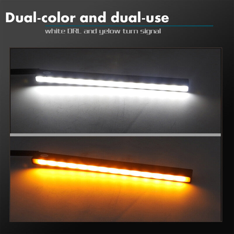 2-Piece -Thin Switch White/Amber LED DRL Daytime Running Fog Light Kit n