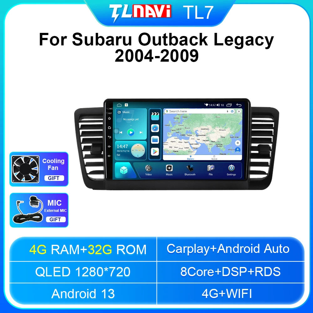 for Subaru Legacy Outback 2004-2009 Android CarPlay Car Radio GPS Multimedia 4G