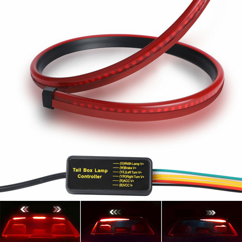 35 High Mount Third Brake LED Light Strip Turn Signal Rear Stop Tail Windshield