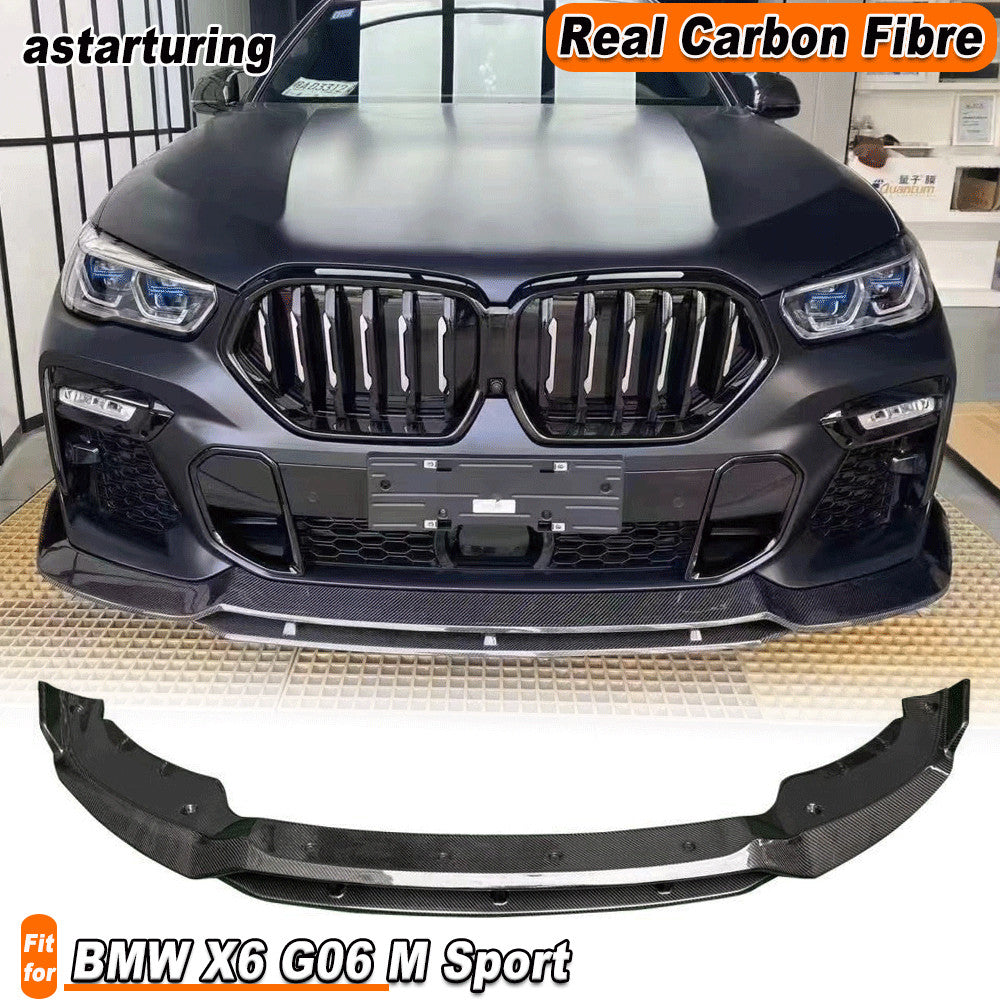 Fit for BMW X6 G06 M Sport 2020-2022 Real Carbon Fiber Front Bumper Lip Spoiler
