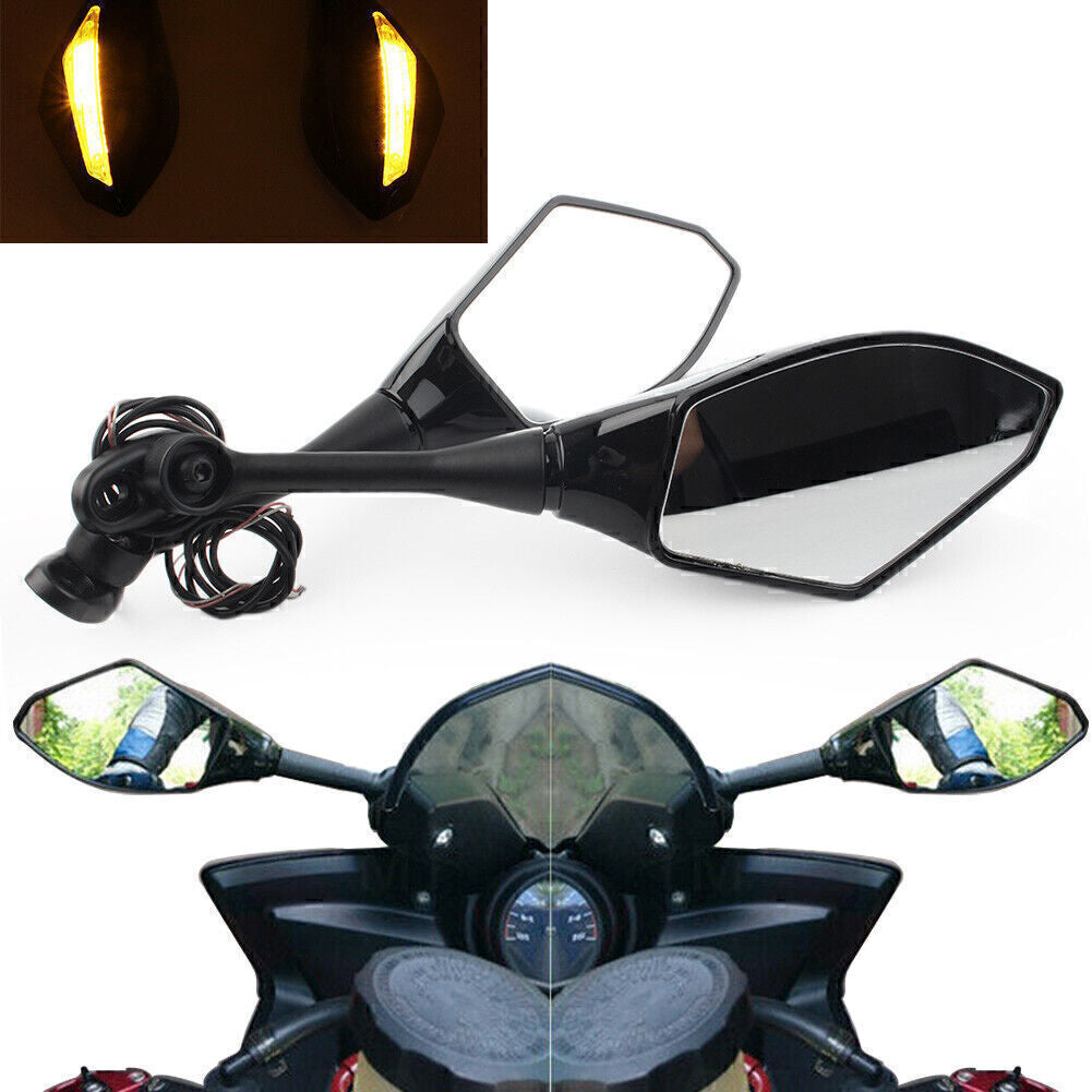 Motorcycle Turn Signal Light Rearview Side Mirrors Fit for Honda CBR600RR CBR1000RR Q