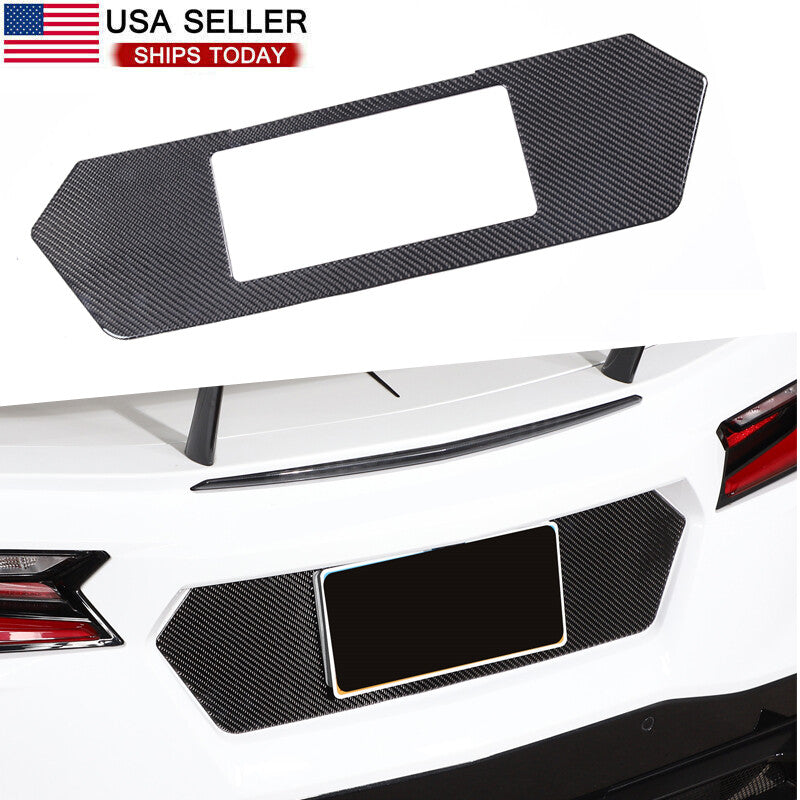 Carbon fiber rear license plate holder sticker for Corvette C8 2020-23 n