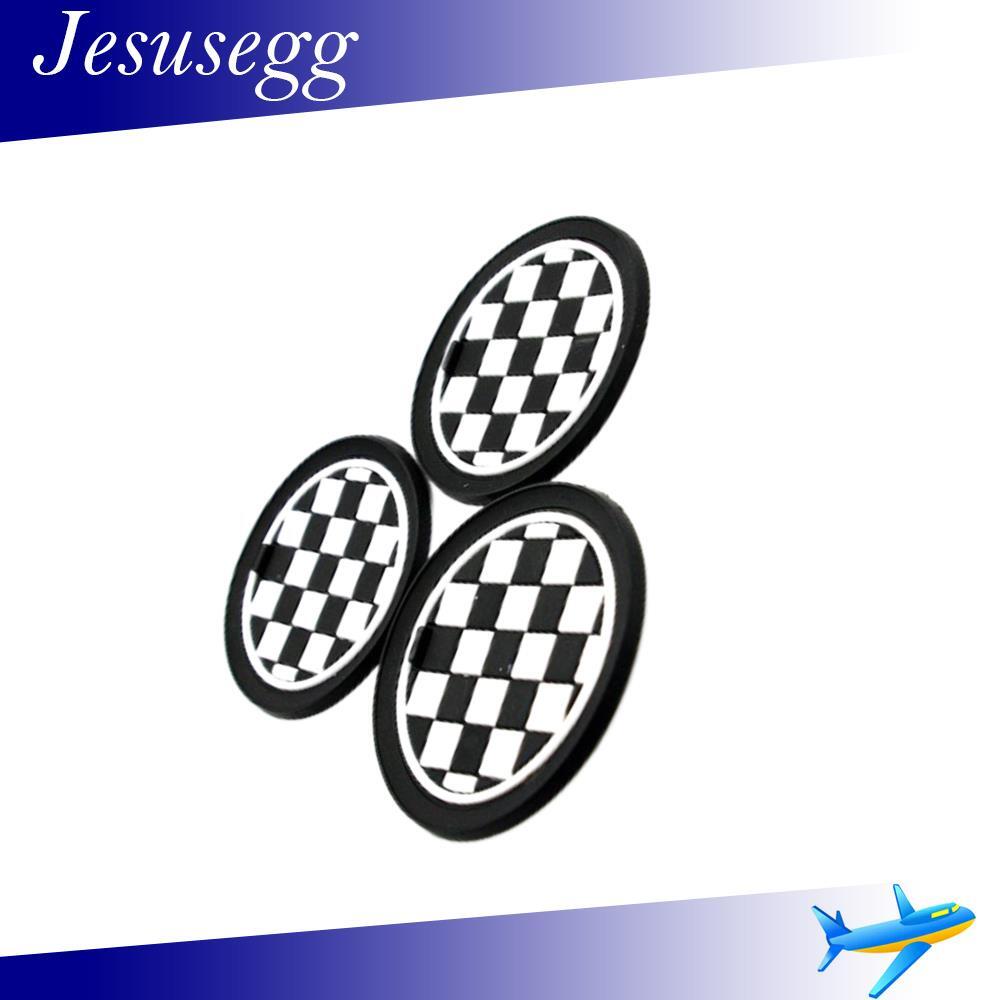3X Black White Racing Anti-Slip Cup Mat for Mini Cooper JCW R55 R56 R57 R58 Q