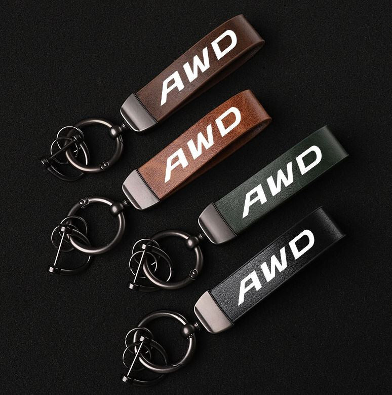 Suitable for Volvo XC40 car keychain/key ring, dark brown leather horseshoe buckle gift.