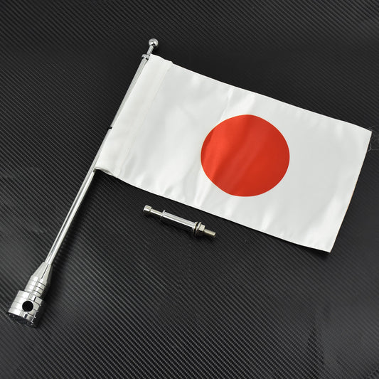 Motorcycle Japan Flag Rear Side Mount Luggage Pole Chrome Fit for Harley 883 Q