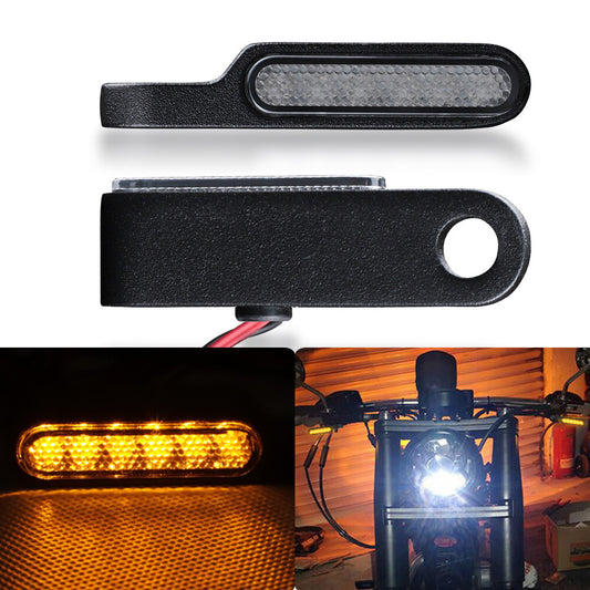 2Pcs for Mini Motorcycle LED Turn Signal Blinker Light Indicator Amber Lamp Black