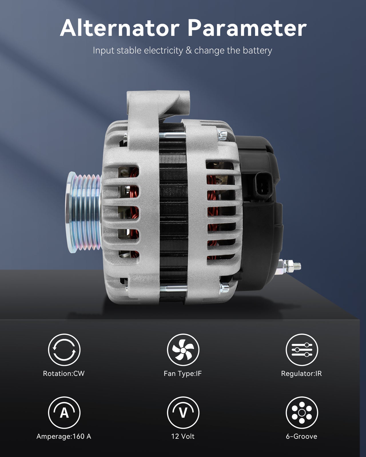 15857608 Silver Alternator Fit for 2007-2013 for Chevrolet Silverado 1500 4.3L V6