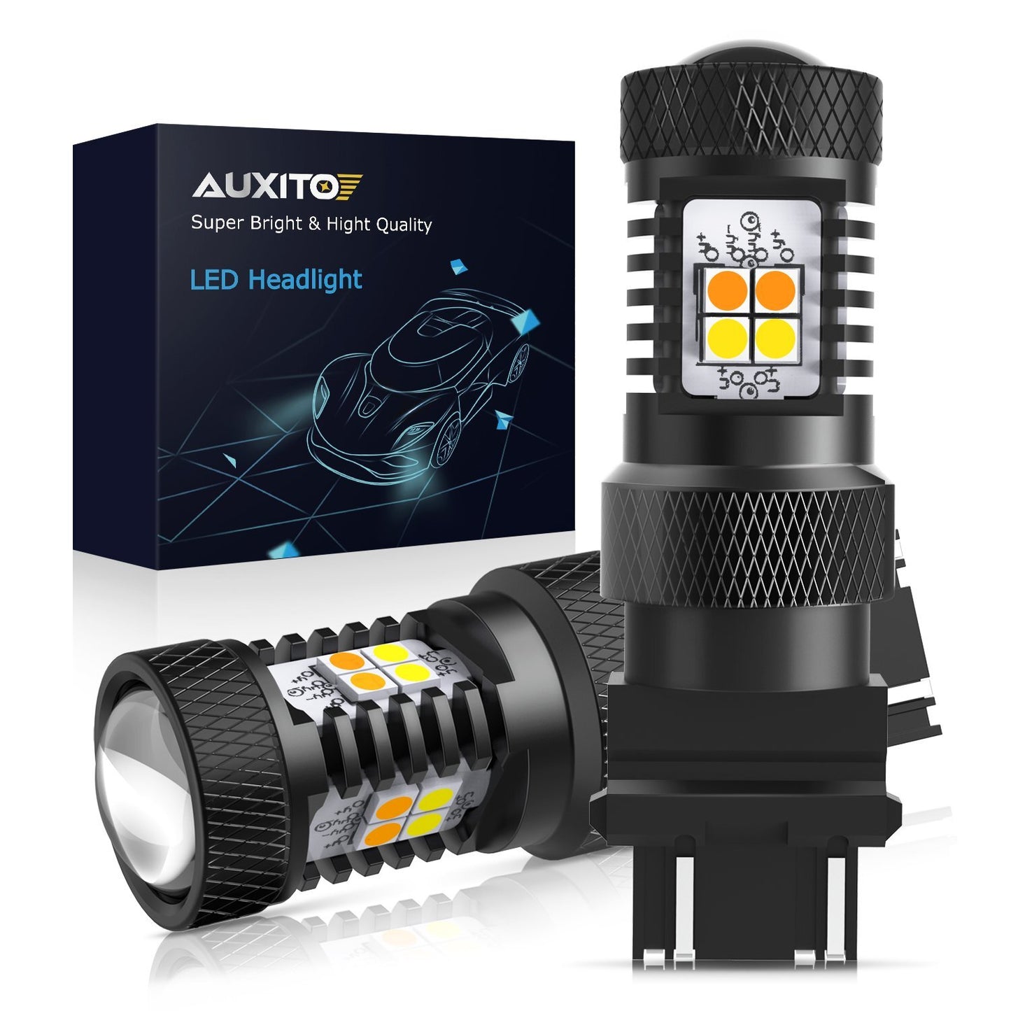 2x High Power 3157 Dual Color Switchback LED Bulb Turn Signal Light CK Socket - v