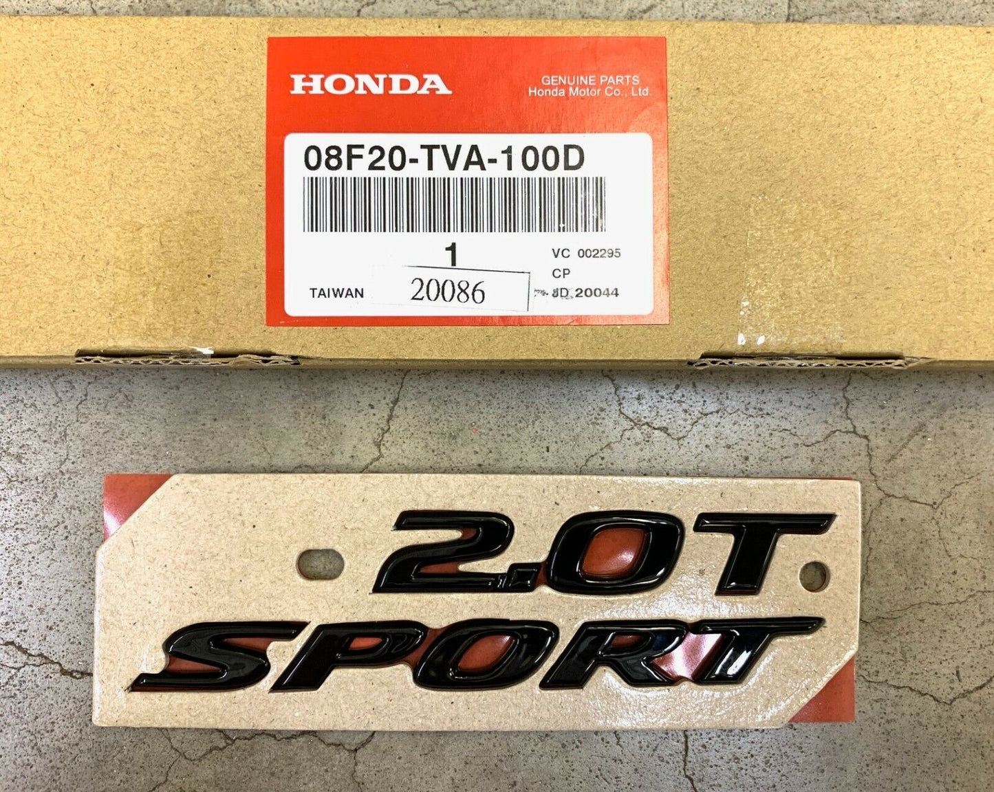 for Honda 2018-2022 Accord Gloss Black 2.0T Sport Badge Set 08F20-TVA-100D