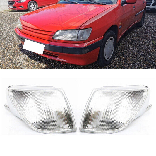 1 Pair Turn Signal Lamp Corner Lamps White lens for Peugeot 306 1993-1997