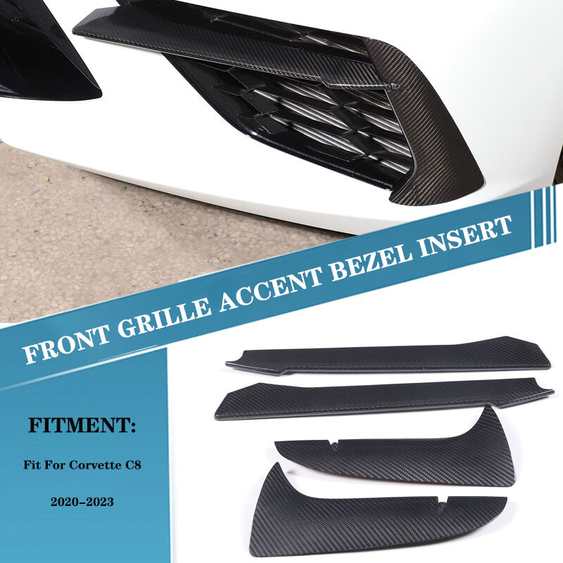 Carbon fiber front bumper grille accent cover for C8 for Corvette Stingray Coupe HTC 20-23