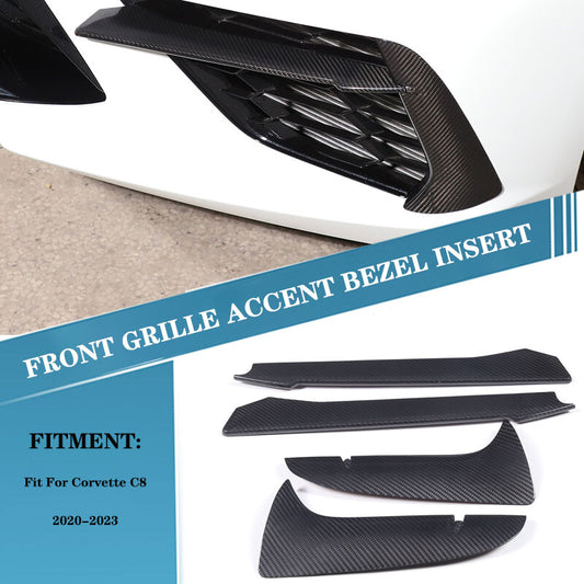 Carbon fiber front bumper grille accent cover for C8 for Corvette Stingray Coupe HTC 20-23