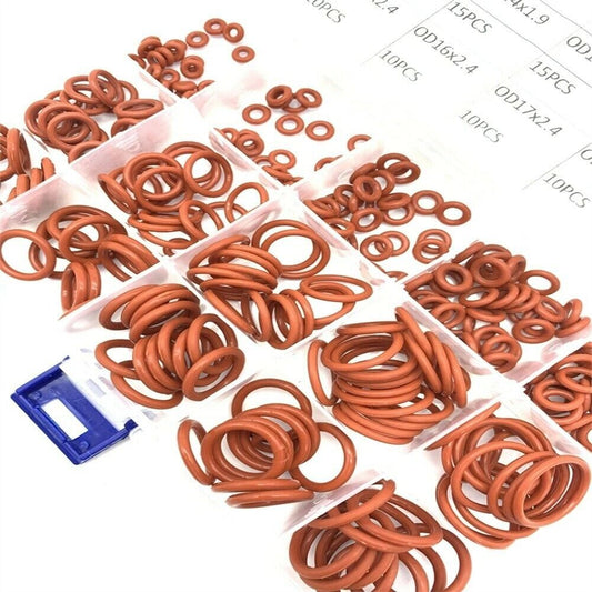 225 Pcs Silicone Rubber O-Ring Assortment Kit Metric VMQ Gasket Seal Red Q