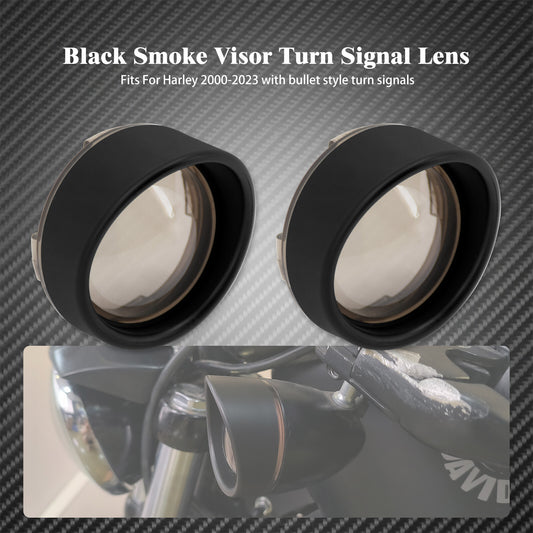 Turn Signal Bullet Visor Deuce Smoked Lens Cover Fit For Dyna Softail Sportster Q