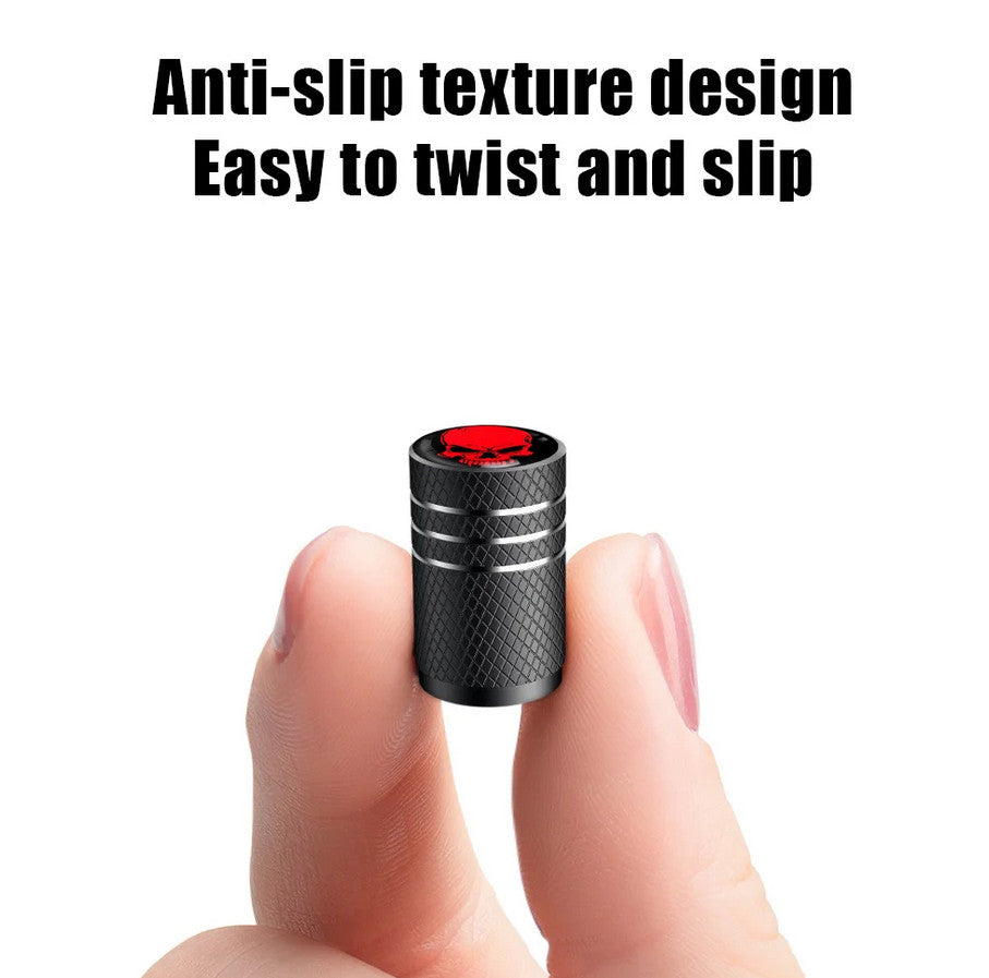 4-piece car tire valve cover rod air dust cover silver black skull for Jeep for Mini