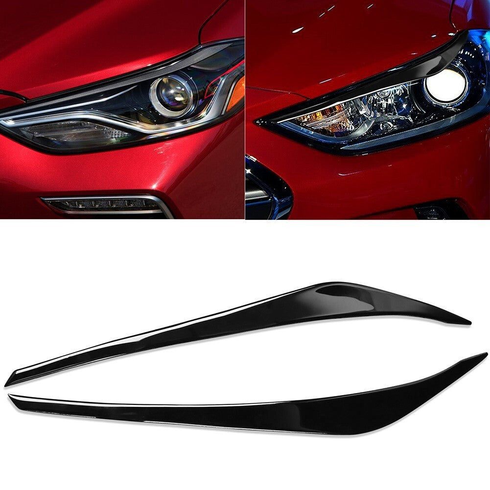 Eyelids Headlight Eyebrows Trim for Hyundai for Elantra 2016-2018 Glossy Black
