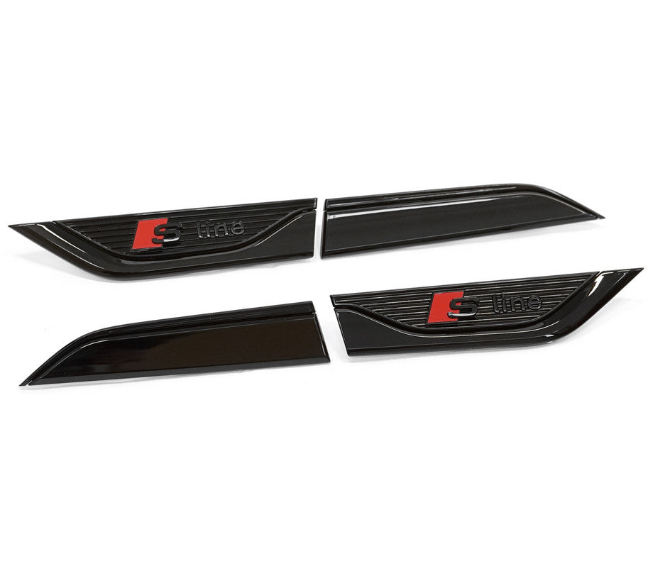 3D logo gloss black side fender badge decal sticker for Audi for A5 B9 S line.