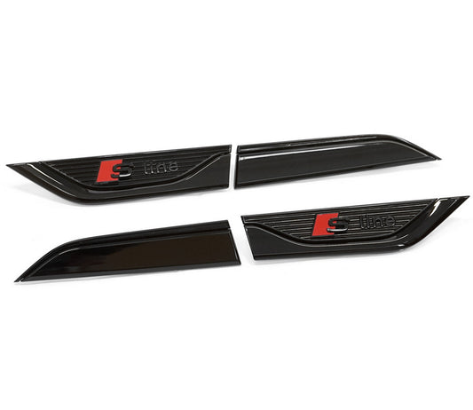 3D logo gloss black side fender badge decal sticker for Audi for A5 B9 S line.
