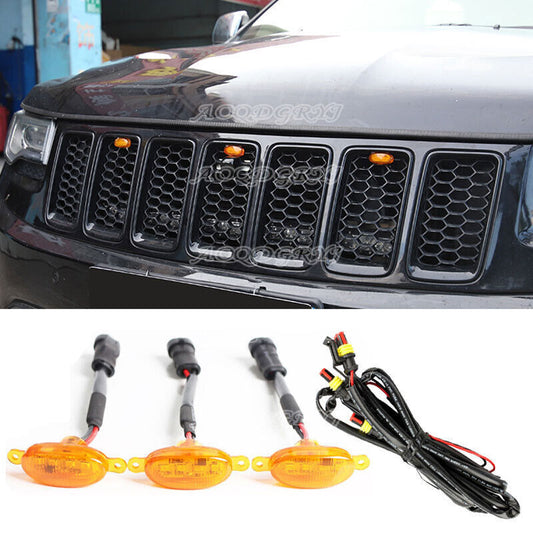 for Jeep Grand Cherokee 11-21 Front Grille Amber LED Light Style DRL Lamp