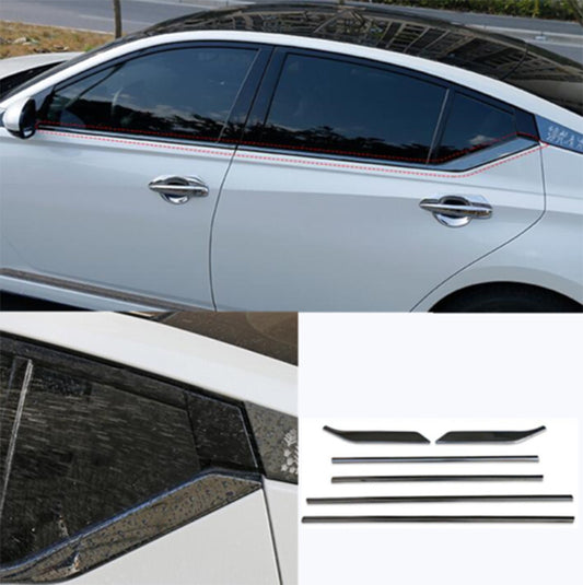 for Nissan Altima 2019-2024 Gloss Black Stainless Window Bottom Strip Cover Trim