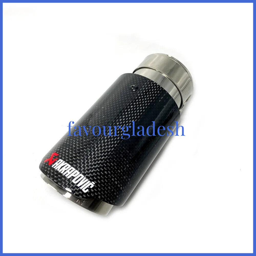 1 X IN 3.0 76MM OUT: 3.0 76MM Akrapovic Glossy Carbon Fiber Pipe Exhaust Tip