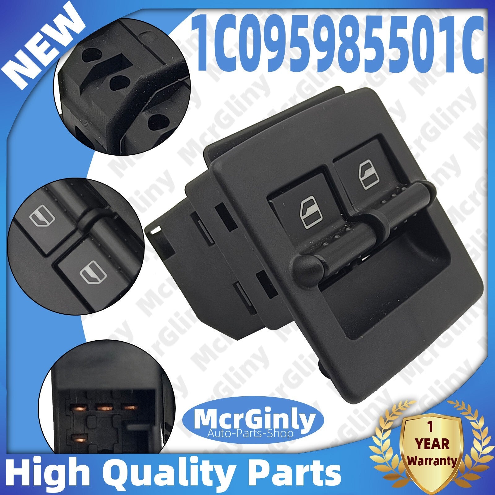 Front-drive side master window switch applicable to 1999-2010 Beetle 1C095985501C- n