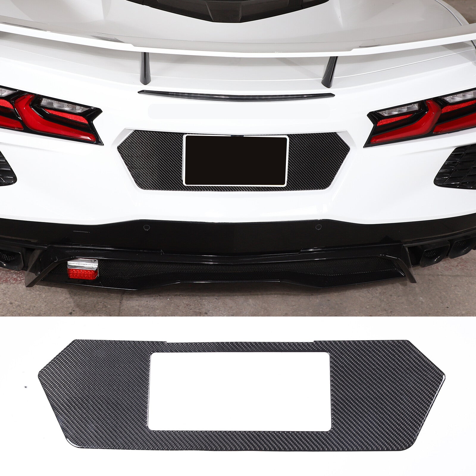Carbon fiber rear license plate holder sticker for Corvette C8 2020-23 n