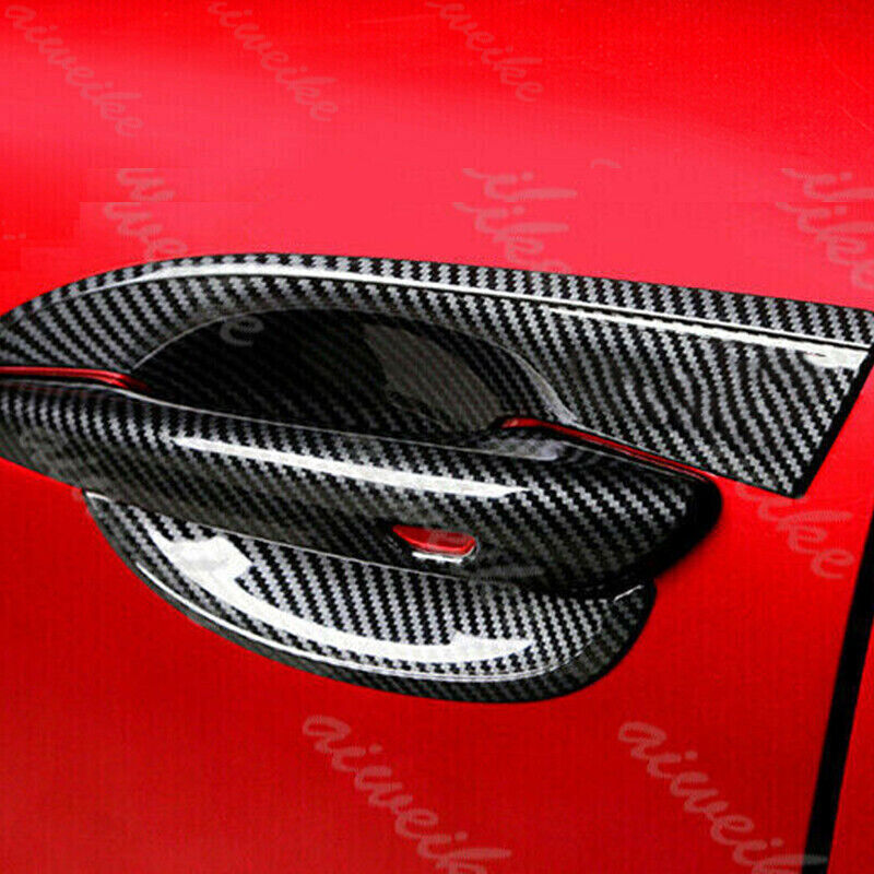 Carbon Fiber Style Door Handle Bowl+Bowl Trim Cover Kit for Mazda 3 Axela 19-23