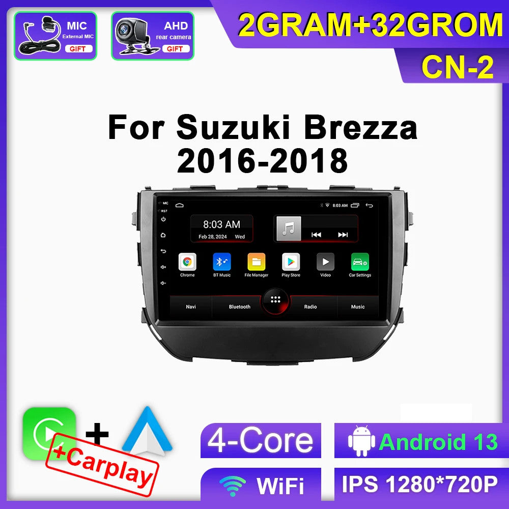 for Suzuki Vitara Brezza 2016-2019 Android CarPlay Car Radio GPS Player Screen