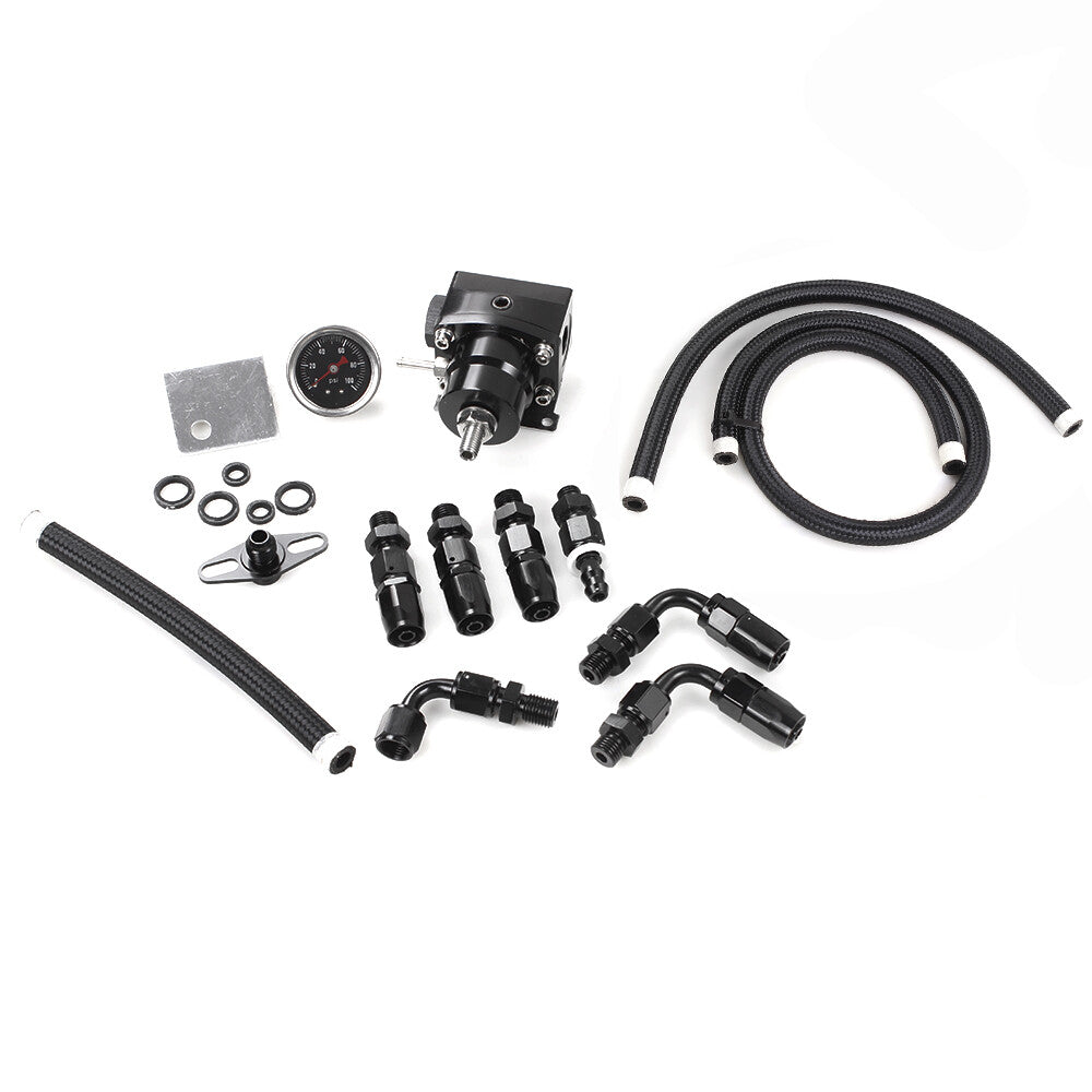 0-100psi Adjustable Fuel Pressure Regulator Oil Gauge Kit 6AN Racing Q