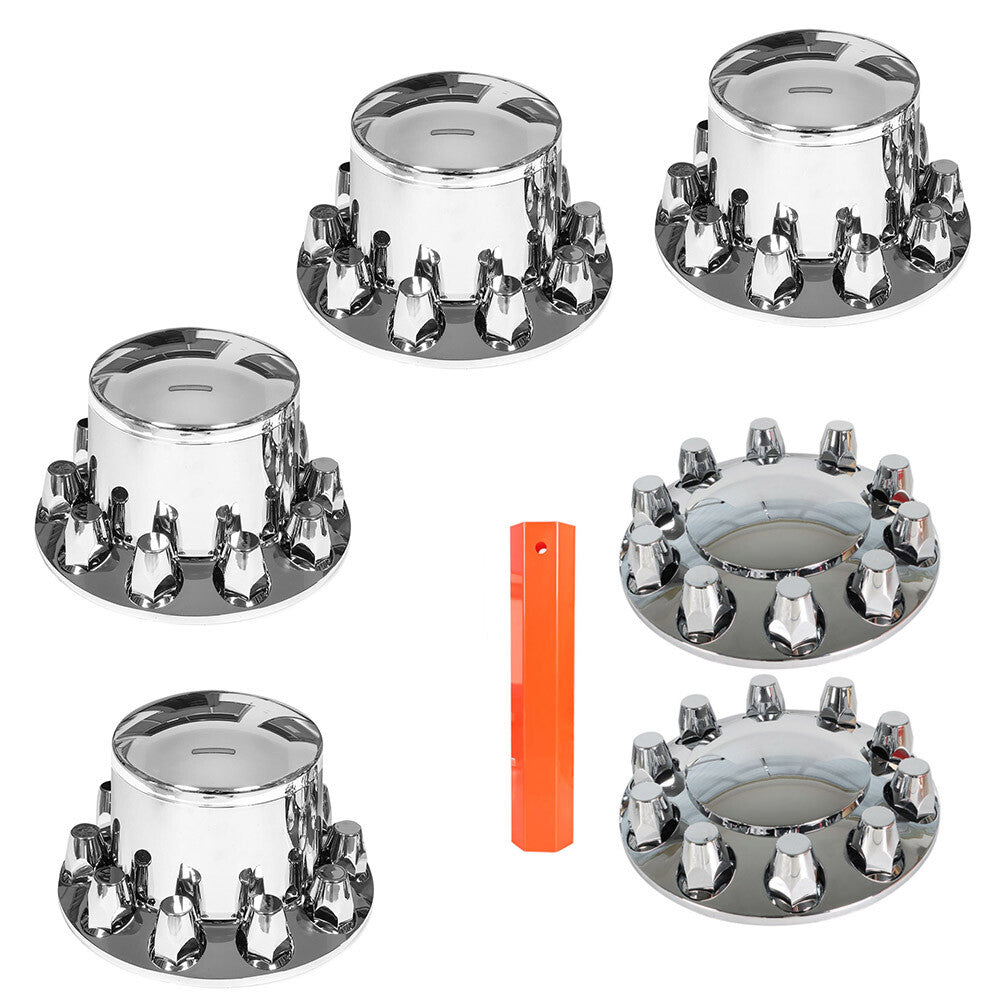 33mm Lug Nuts, Front and Rear Chrome Wheel Covers, Semi-Truck Wheel Kit, Axle Covers - New Product n