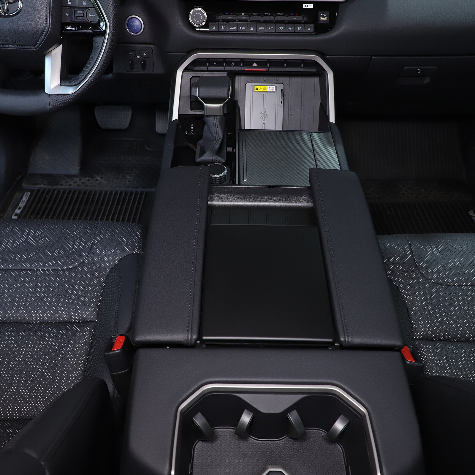 Matte black ABS center armrest, armrest box cover decorative panel for Tundra 2022-2023. n