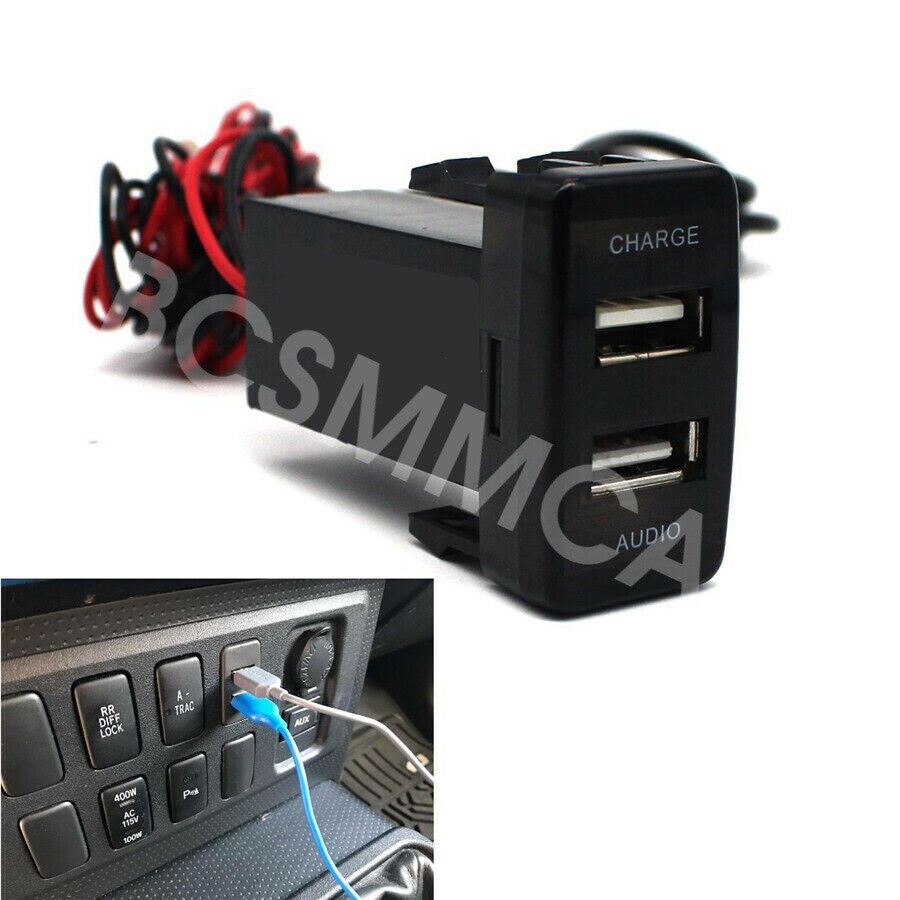 Dual USB Car Audio Charger Socket Adapter Fit for Toyota Highlander 2001-2007 Q