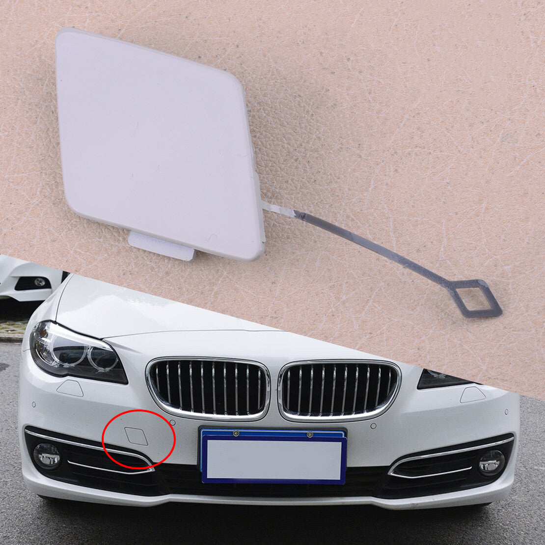 White Front Bumper Tow Hook Cap Cover Fit for 528i 535i 535D 2014-2016 v