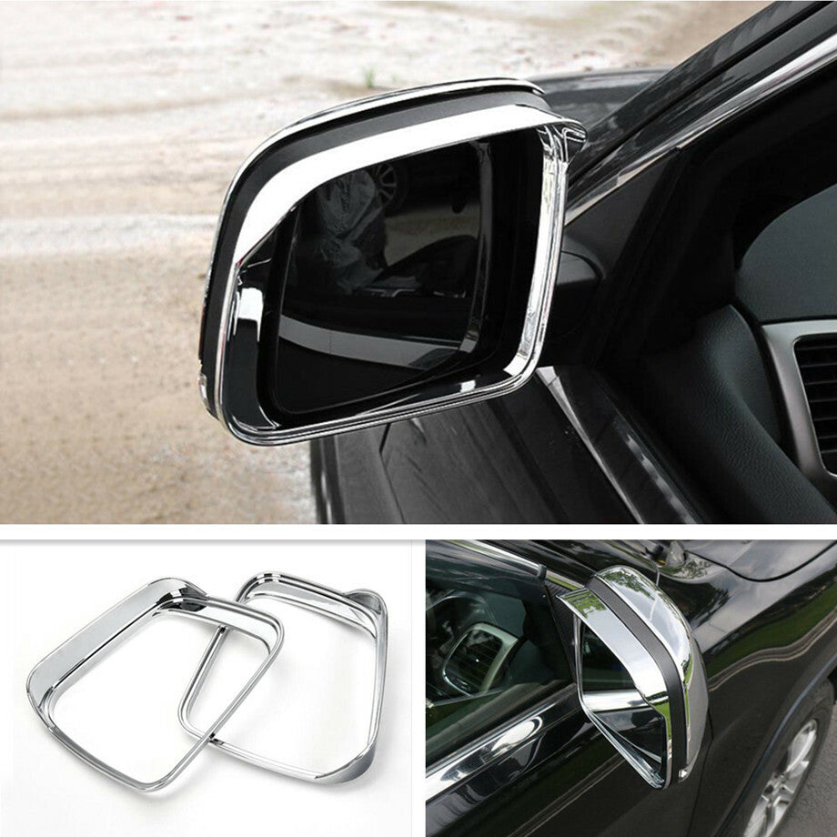 For 2011-2021 for Jeep Grand Cherokee Chrome Side Mirror Rain Eyebrow Cover Trim 2P v