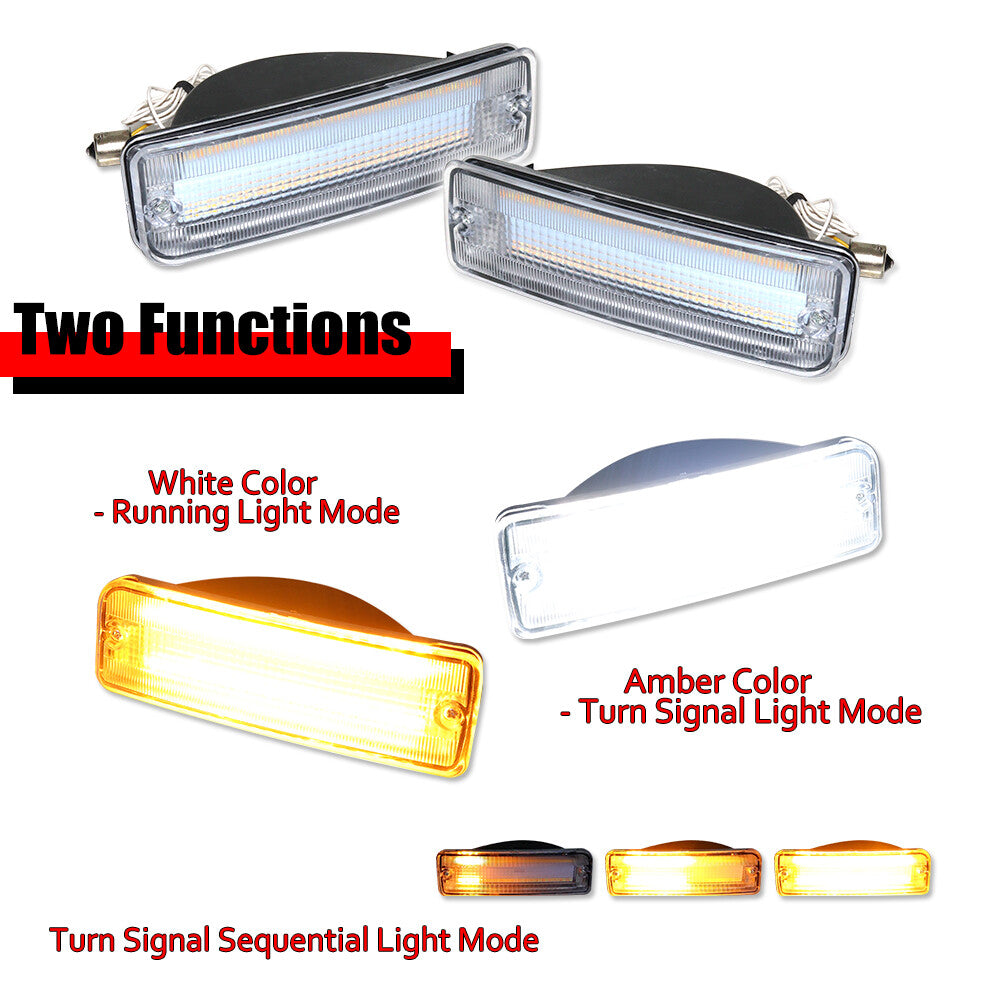 A pair of transparent amber and white LED signal lights suitable for 89-95 pickup 90-91 4Runner- v