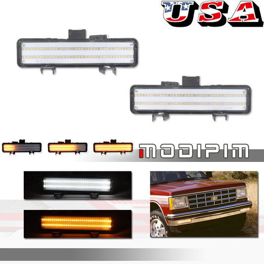 Transparent Switchback LED front lights for 83-94 Blazer&82-93 S10- v