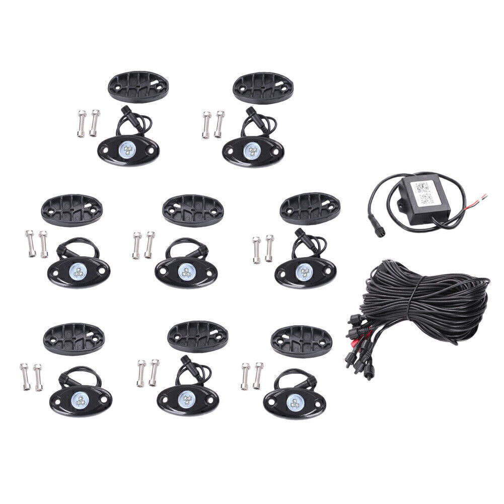 8X RGB LED Rock Lights Wireless Bluetooth Music Flashing Offroad Boat for Jeep SUV