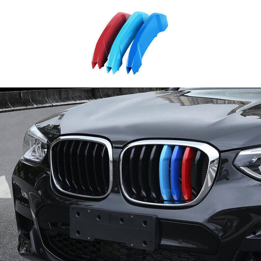 for BMW X3 X4 2018-2021 3-Color Front Mesh Grille Grill Garnish Cover Trims ABS