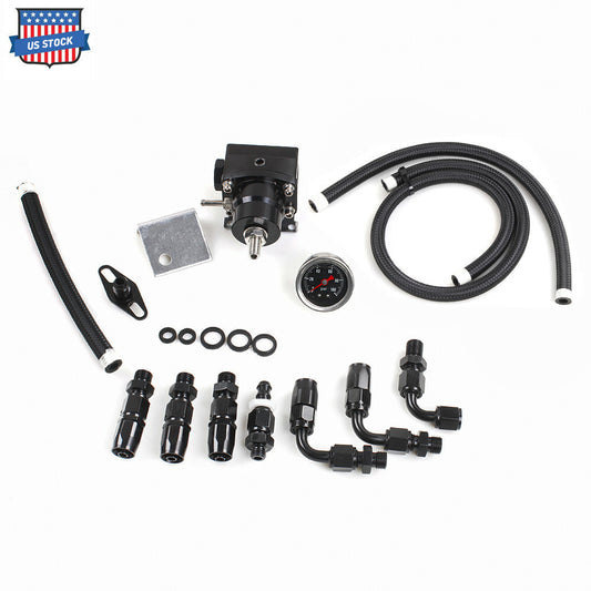 0-100psi Adjustable Fuel Pressure Regulator Oil Gauge Kit 6AN Racing Q